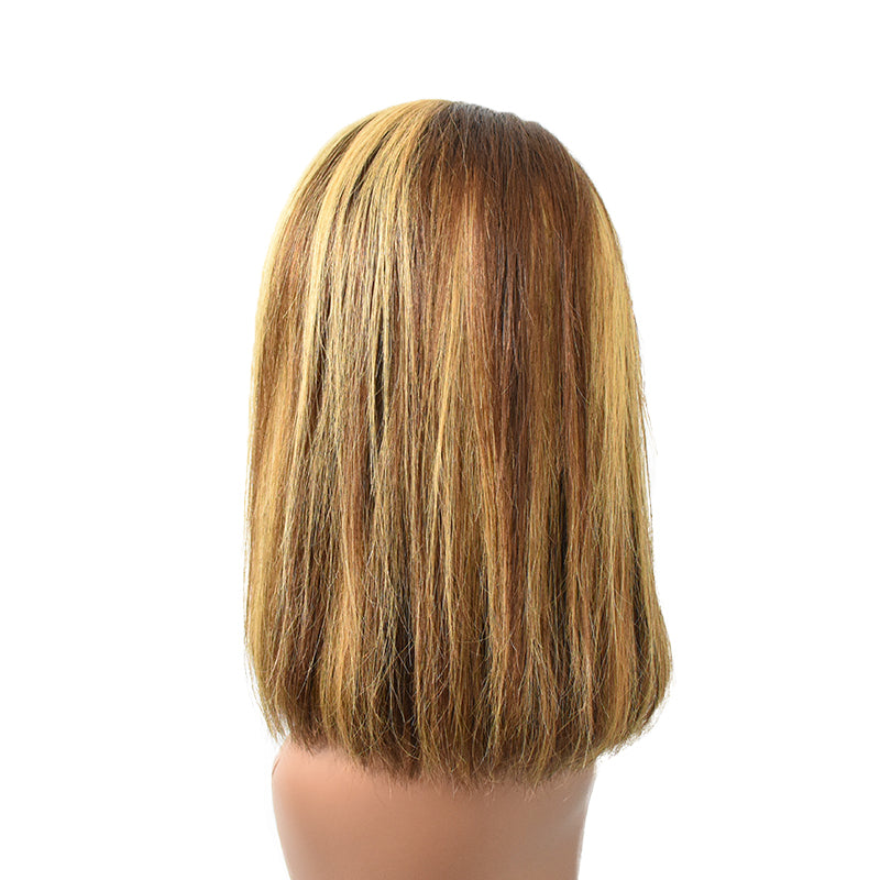 HiArt Hair Virgin 4T4/27 Fancy Color Straight Human Hair 13x4 Transparent Lace Bob Wig Fast Shipping