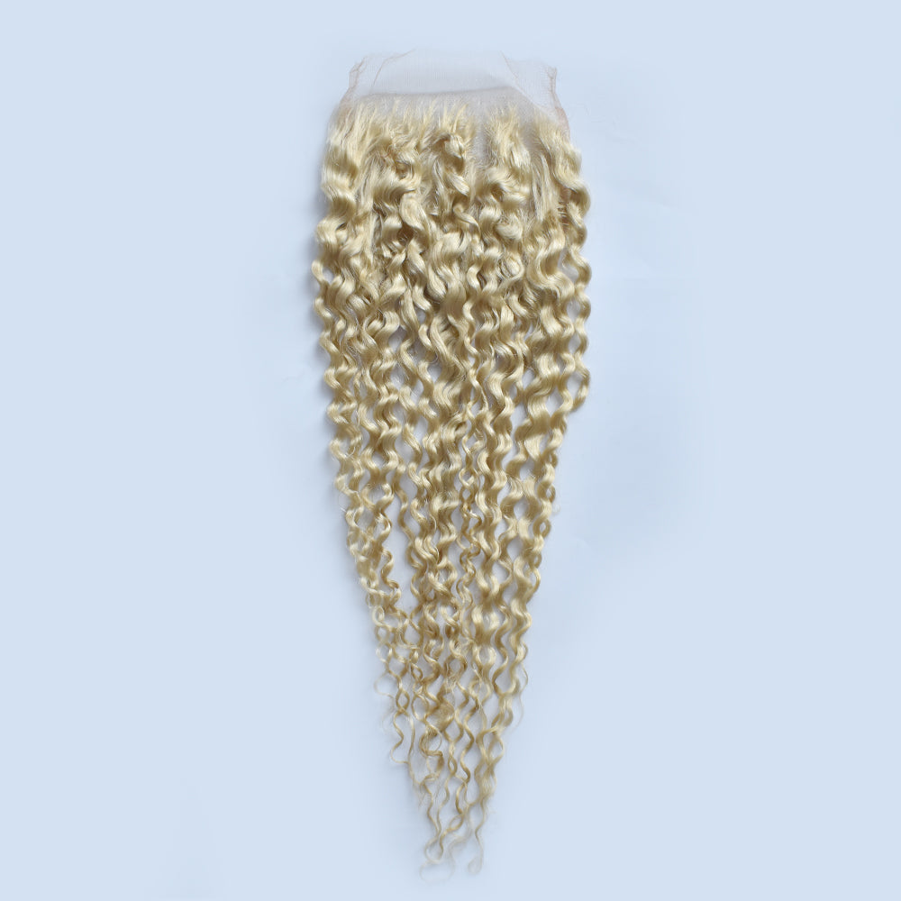 HiArt Hair Virgin Blonde Color 613 Curly Human Hair 5x5 HD Lace Closure Fast Shipping