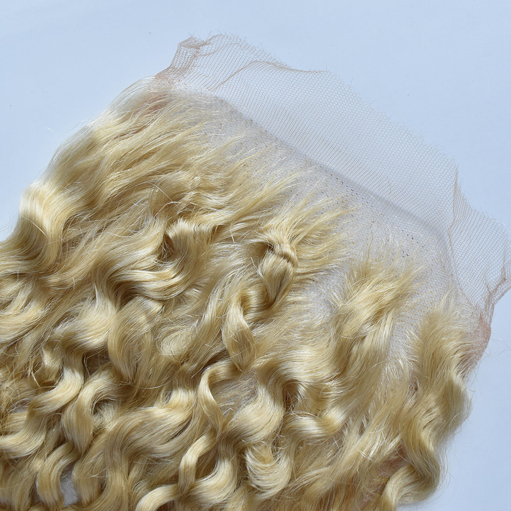 HiArt Hair Virgin Blonde Color 613 Curly Human Hair 5x5 HD Lace Closure Fast Shipping