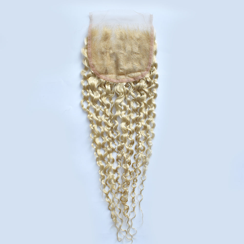 HiArt Hair Virgin Blonde Color 613 Curly Human Hair 5x5 HD Lace Closure Fast Shipping