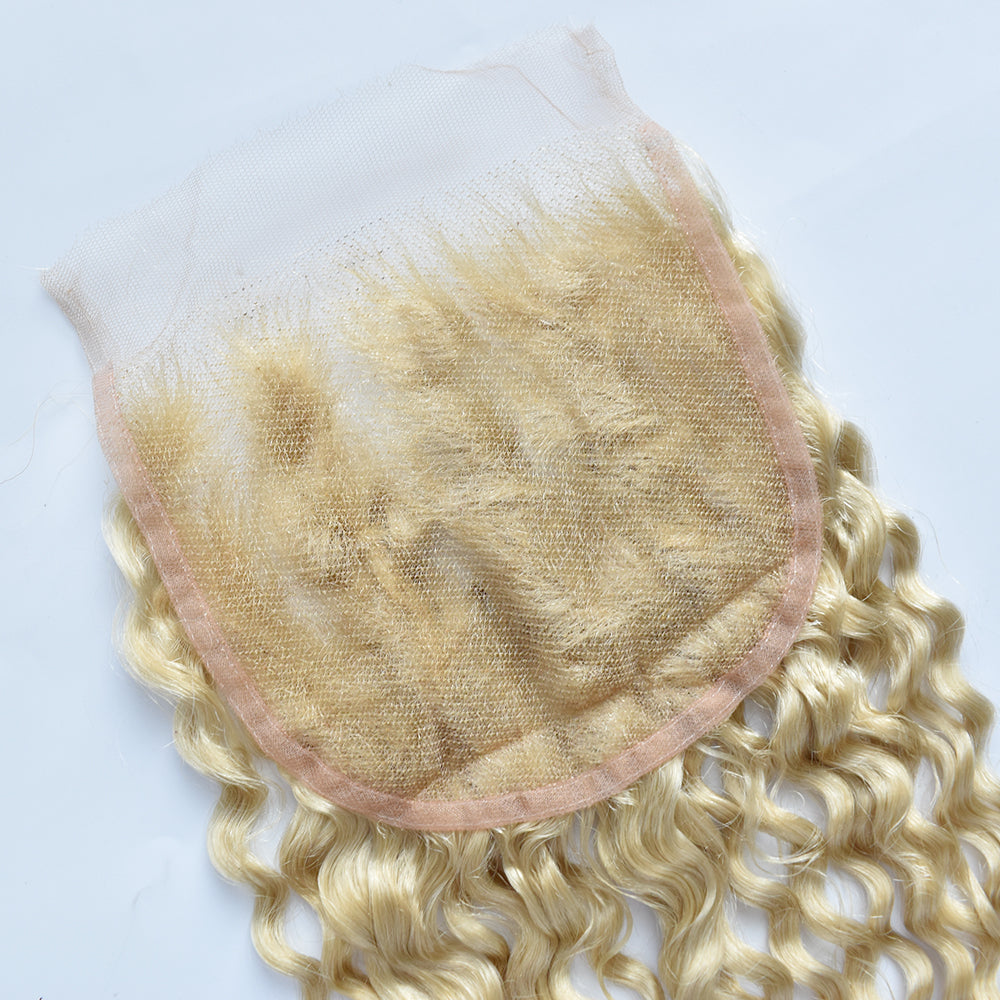 HiArt Hair Virgin Blonde Color 613 Curly Human Hair 5x5 HD Lace Closure Fast Shipping