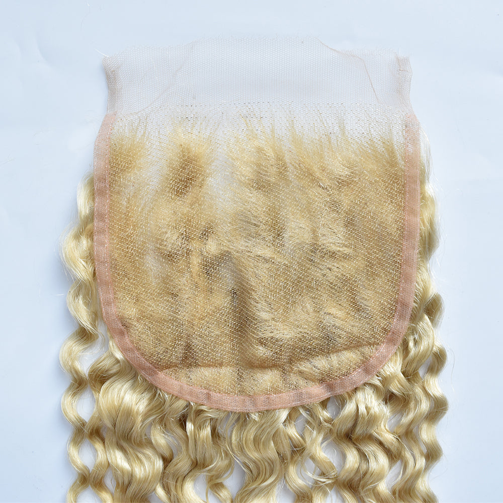 HiArt Hair Virgin Blonde Color 613 Curly Human Hair 5x5 HD Lace Closure Fast Shipping
