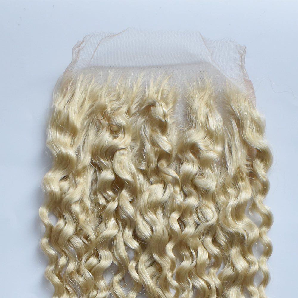 HiArt Hair Virgin Blonde Color 613 Curly Human Hair 5x5 HD Lace Closure Fast Shipping