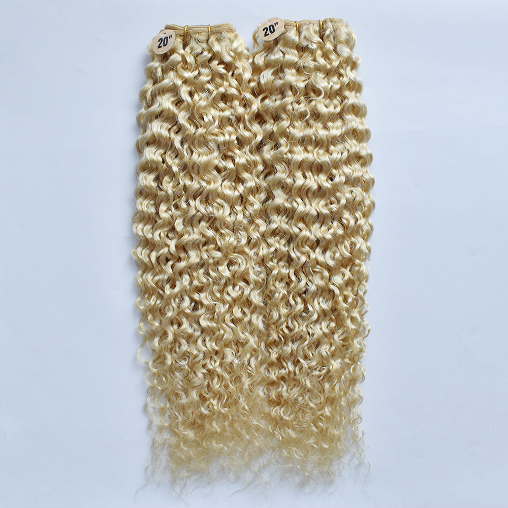 HiArt Hair Virgin Brazilian Blonde Color 613 Curly Hair Weaving Human Hair Bundles Fast Shipping