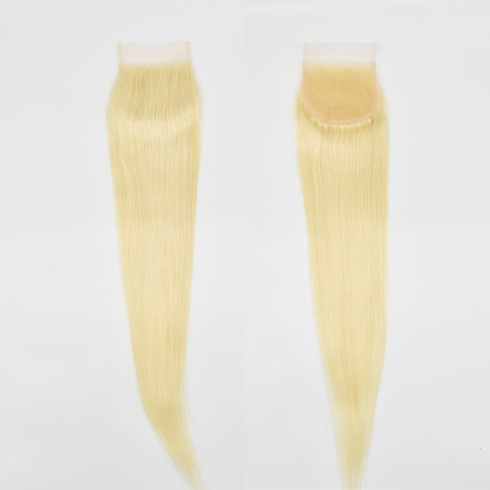 HiArt Hair Virgin Blonde Color 613 Straight Human Hair 4x4 Transparent Lace Closure Fast Shipping