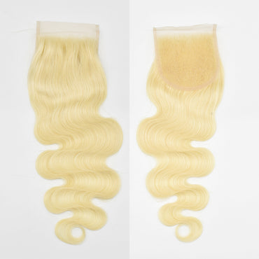 HiArt Hair Virgin Blonde Color 613 Body Wave Human Hair 4x4 Transparent Lace Closure Fast Shipping