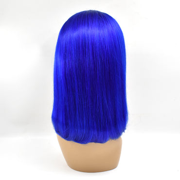 #Dark Blue Straight 13x4 Transparent Bob Wig