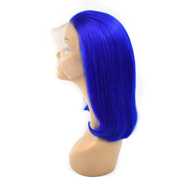 #Dark Blue Straight 13x4 Transparent Bob Wig