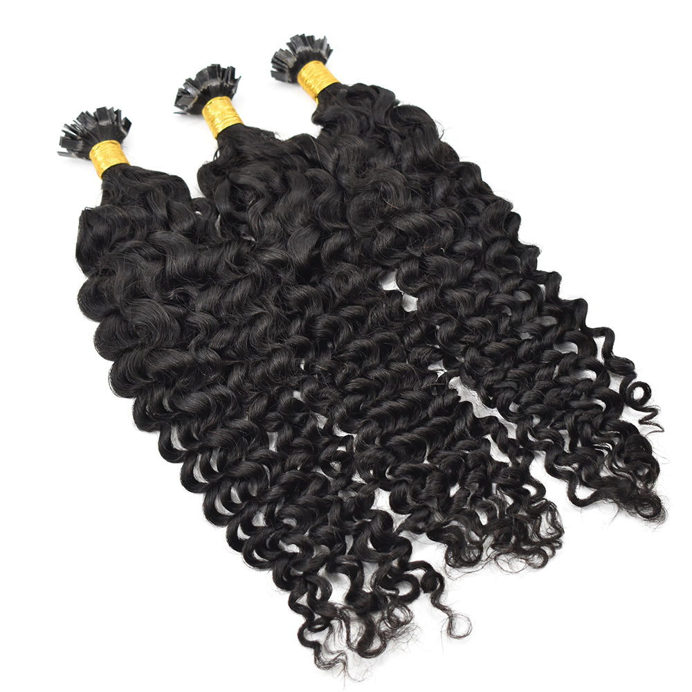 HiArt Hair Virgin Brazilian Curly Flat Tip Hair Extensions For Black Women Fast Shipping