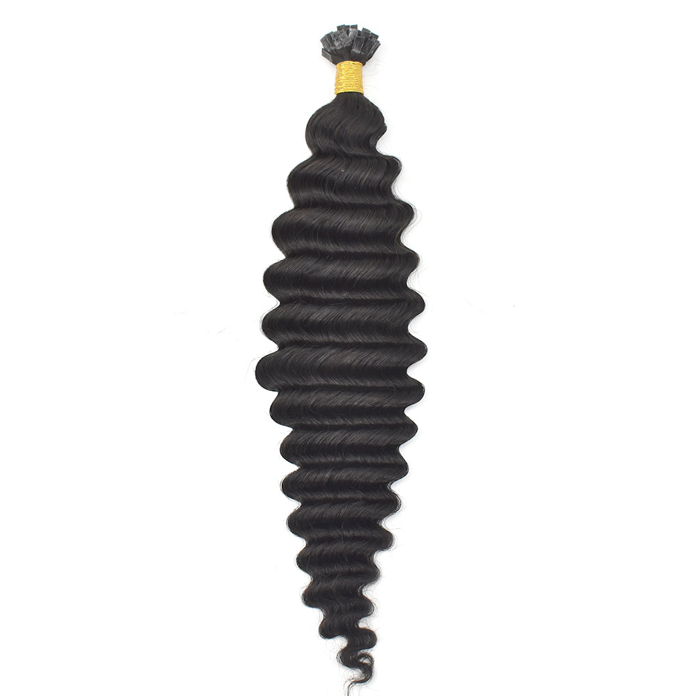 HiArt Hair Virgin Brazilian Deep Wave Flat Tip Hair Extensions For Black Women Fast Shipping