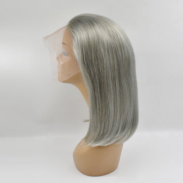 #Grey Straight 13x4 Transparent Bob Wig