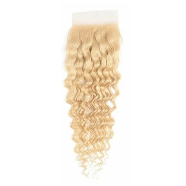 HiArt Hair Virgin Blonde Color 613 Deep Wave Human Hair 5x5 Transparent Lace Closure Fast Shipping
