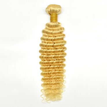 HiArt Hair Virgin Brazilian Blonde Color 613 Deep Wave Hair Weaving Human Hair Bundles Fast Shipping