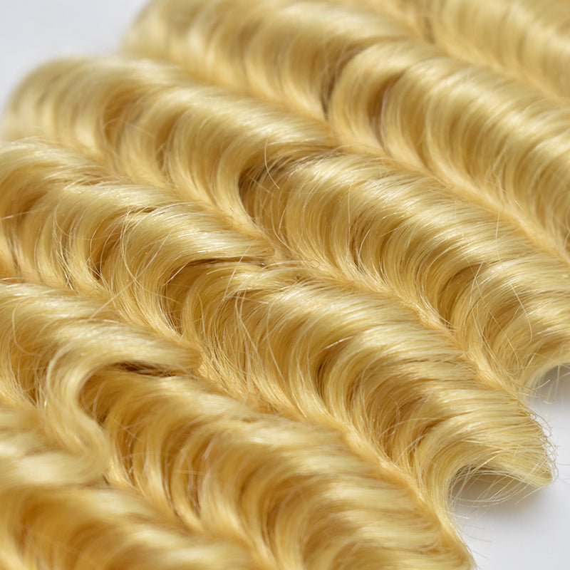 HiArt Hair Virgin Brazilian Blonde Color 613 Deep Wave Hair Weaving Human Hair Bundles Fast Shipping