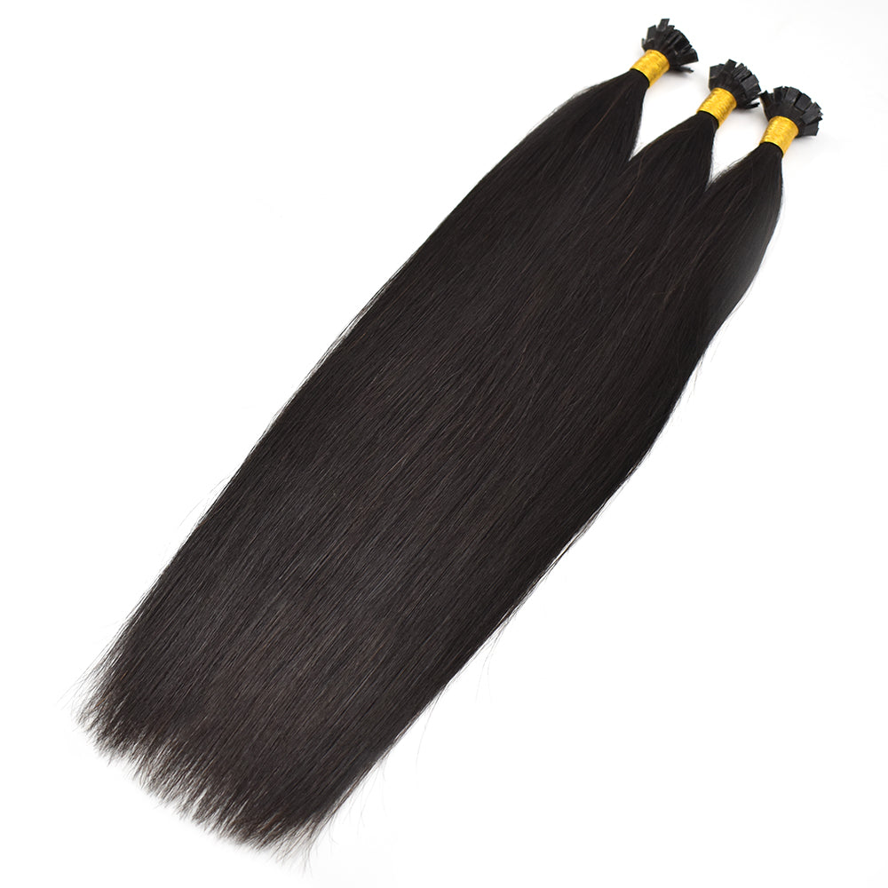 HiArt Hair Virgin Brazilian Straight Flat Tip Hair Extensions For Black Women Fast Shipping